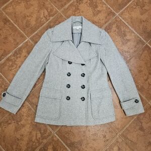 New York & Company Gray Wool Blend Peacoat Women’s Small Double Breasted Coat